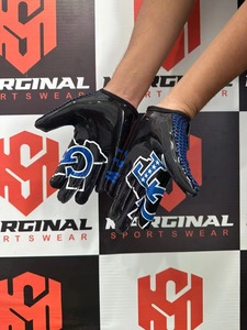Custom Logo American Football Receiver Gloves Non-Slip Silicone Palm Hand Grips Full Finger <b>Adjustable</b> Wrist <b>Strap</b> Hook Sports - Product Image 3