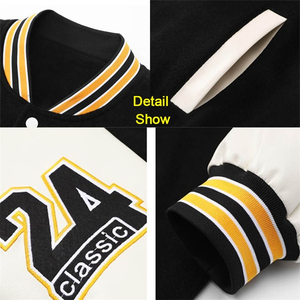 Veste d'hiver de haute qualité pour hommes, nouveau style, vestes de baseball varsity, broderie chenille personnalisée, service OEM, grandes tailles, OEM - Product Image 4