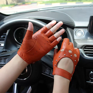 New Fashion Men Leather Driving Gloves Full Finger Breathable Non Slip Adjustable Wrist <b>Strap</b> Male Winter Outdoor - Product Image 6