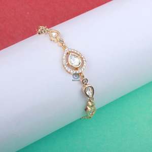 Avi Polki Diamond Gold Plated Rakhi Designer Charm Bracelet - Product Image 2