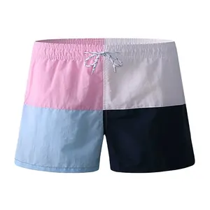 Wholesale Custom Made Men's Colorblock Loose Board Shorts Quick Drying Multi Pocket Holiday Beach Swim Shorts