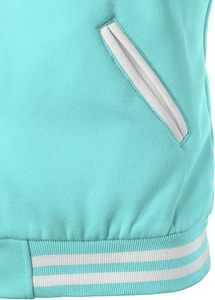Light Blue Varsity <b>Jacket</b> With <b>White</b> Sleeves Regular Fit Button Closure <b>Men's</b> Casual Autumn Wear - Product Image 4
