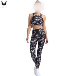 Conjunto Deportivo con Estampado Floral para Mujer, Leggings de Fitness de Alta Elasticidad, Sujetador Deportivo de Cuello Alto para Correr, Conjunto de Dos Piezas para Yoga y Gimnasio - Product Image 2