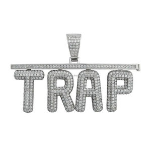 Trap Letter Pendant Necklace <b>Iced</b> <b>Out</b> Moissanite Diamond Hip Hop <b>Chain</b> Luxury Bling Jewelry Gift - Product Image 1