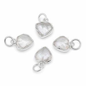 Wholesale <b>Silver</b> Plated Clear Quartz Heart Shape Trendy Unisex Faceted Gemstone <b>Charm</b> Pendant Necklace <b>Bracelet</b> Jewelry Party - Product Image 1