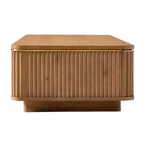 Mesa de Centro Contemporánea de Madera de Teca Maciza con Ranuras, con Cajones de Almacenamiento, Mesa de Centro de Lujo para Sala de Estar, Muebles para Hotel y Villa - Product Image 4