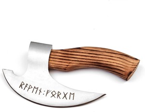 Handmade Viking Pizza Cutter with Rosewood <b>Handle</b> - Super Sharp Carbon Steel <b>Axe</b> Blade, Pizza <b>Axe</b> with Sheath - Product Image 2