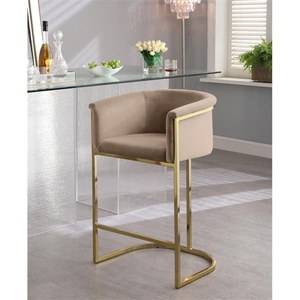 Modern Velvet PU Leather Upholstered Counter <b>Stool</b> Gold Stainless Steel Frame <b>Adjustable</b> <b>Bar</b> Chair Luxury Contemporary Kitchen - Product Image 6