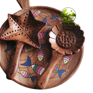 Cuillère en bois à manche en forme de feuille, faite à la main, en bois naturel, ustensile de cuisine rustique, outil de service écologique, cadeau botanique pour la maison - Product Image 4