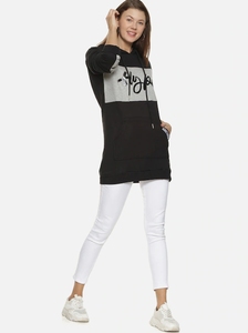Sudadera con Capucha para Mujer, Diseño Color Block, Manga Larga, Mezcla de Algodón, Tejido de Punto, Informal, con Bolsillos, Logotipo Estampado en la Parte Delantera, Estilo Otoñal - Product Image 1