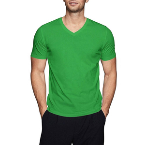 Camiseta de Cuello en V para Hombre, Lisa, de Algodón, Manga Corta, Suave, Cómoda, Informal, Ajustada, Transpirable, para Verano - Product Image 1