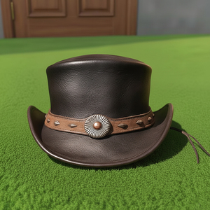Chapeau haut de forme en cuir fait main, unisexe, pour le cosplay steampunk et les tenues fantastiques - Product Image 2