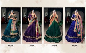 Gujarati Cultural Style Georgette <b>Silk</b> <b>Fabric</b> Sequence & Embroidery Work 1MIN Easy Draped Trendy Lehenga Choli Party 2026 Stole - Product Image 6
