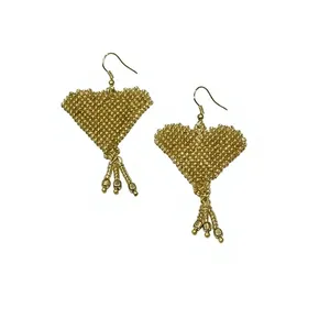 Brass Metal Beads and Glass Beads Drop Bohemian Style Dangle <b>Hook</b> <b>Earrings</b> - Product Image 3
