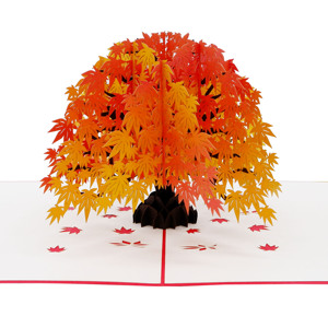 Carte pop-up 3D tendance en forme d'arbre jaune, artisanat en papier fait main, design personnalisé sur le thème de l'amour, forme ronde, cadeaux du Vietnam - Product Image 2