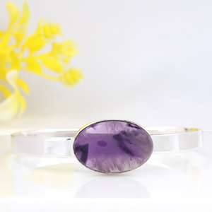 Natural Amethyst Gemstone <b>Bracelet</b> 925 Sterling <b>Silver</b> Plated Adjustable <b>Cuff</b> <b>Bracelet</b> for Women Handmade Jewelry For Women - Product Image 3