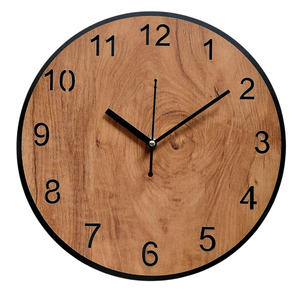 Horloge murale en bois pour salon et bureau, horloge décorative en bois rustique faite à la main, décoration intérieure - Product Image 1