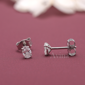IGI Certified Lab Grown Diamond Oval Stud Earrings 14K White Gold Solitaire Oval Cut <b>Mini</b> Diamond - Product Image 3