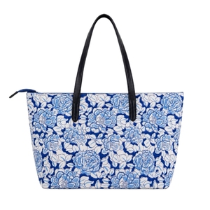 Hand Block Printed Leather Strap <b>Tote</b> Bag for Women Cotton <b>Canvas</b> Shoulder Bag Office Work Travel Shopping <b>Tote</b> - Product Image 1