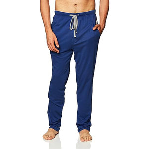 Pantalon de jogging tricoté bleu pour homme, taille élastique avec cordon de serrage, décontracté, poches latérales, respirant, poids moyen, pour l'automne - Product Image 1