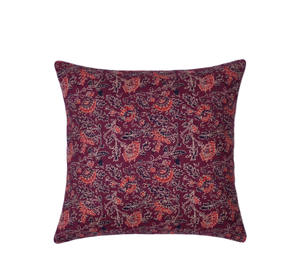 Housse de coussin décorative pour canapé, motif floral imprimé à la main, 100% coton, 200 fils/cm², 45x45cm, fermeture éclair invisible, style indien fait main, pour la maison et l'hôtel - Product Image 2