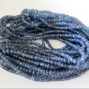 Cuentas de Cianita Azul Natural Facetadas en Forma de Rondelle para Joyería, Piedras Sueltas de Alta Calidad - Product Image 1