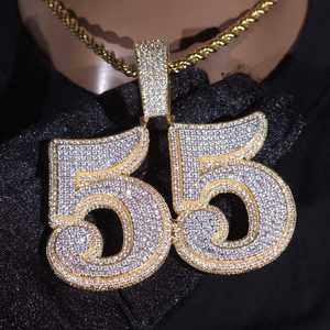 Collar con colgante de letra personalizada estilo hip hop, con incrustaciones de moissanita VVS, colgante de inicial 3D para hombre, joyería fina para raperos. - Product Image 6