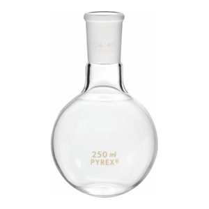 Fiole à col court à fond plat en verre borosilicaté PYREX de 125 mL pour chauffage et distillation - Product Image 1