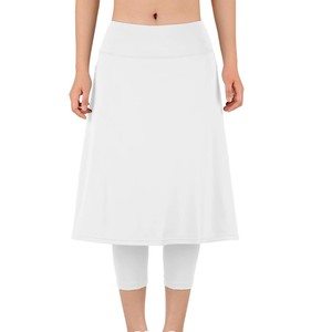 Jupe modeste pour femmes, taille haute, couleur blanche unie, jupe courte en forme de A, respirante, décontractée, écologique, en nylon, à porter en toutes saisons - Product Image 1