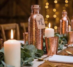 Decorative Hammered <b>Copper</b> <b>Drinking</b> <b>Bottle</b> Stylish Table Hydration <b>Bottle</b> for Dining Presentation - Product Image 2