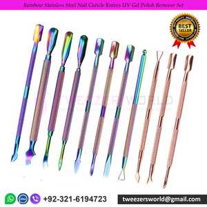 Rainbow Stainless Steel <b>Nail</b> Cuticle Knives UV Gel <b>Polish</b> <b>Remover</b> Set - Product Image 1