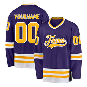 Jersey de Hockey sobre Hielo Sublimado Personalizado Premium, Cuello en V Azul para Hombre, Manga Larga, Logotipo del Equipo, Prenda Transpirable de Poliéster, Proveedor OEM - Product Image 3