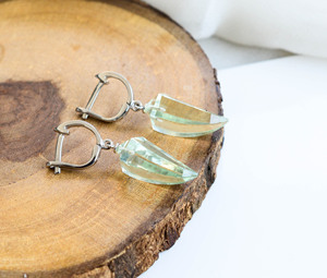 Super Selling <b>Green</b> Amethyst Sterling Silver Spear <b>Earrings</b> with 925 Silver Crafted Fashionable <b>Earrings</b> - Product Image 4