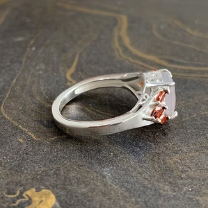 Fashionable Rose <b>Quartz</b> <b>Ring</b> (4.6 Grams) Natural Gemstone Trendy Eye Pattern Oval Shape Gift - Product Image 4