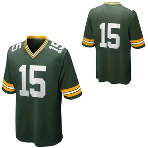 Camiseta Deportiva Verde con Cuello en V de Fútbol Americano con Número 15, Impresión Sublimada, Absorbente de Humedad, Manga Corta, Ropa para Hombre - Product Image 6
