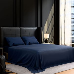 Set di Biancheria da Letto King Size in Microfibra, 4 Pezzi, Blu Navy, Copripiumino Facile da Pulire, Resistente allo Sbiadimento, Lenzuola in Microfibra Spazzolata Resistenti al Restringimento - Product Image 2