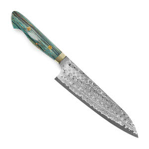 Customizable Straight Edge Damascus Steel Blade <b>Kitchen</b> <b>Knife</b> with Color Resin Handle High Quality OEM DIY Gift for Parents - Product Image 1