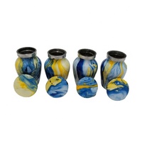 Urne funéraire miniature bleu océan, nouvelle finition, pour cendres humaines, lot de 4 pièces, en aluminium, style américain, couleur personnalisée