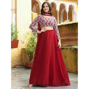 Stunning <b>Red</b> <b>Sequins</b> Georgette Party Wear Lehenga Choli With Dupatta - Product Image 2