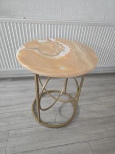 Table basse en marbre de qualité supérieure avec base en métal doré, meubles contemporains pour salon, table d'appoint décorative - Product Image 4