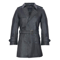 Manteau long en cuir imperméable pour homme, pour l'hiver, chaud, avec un matériau souple et flexible et un design moderne et tendance