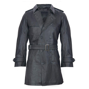 Manteau long en cuir imperméable pour homme, pour l'hiver, chaud, avec un matériau souple et flexible et un design moderne et tendance - Product Image 1