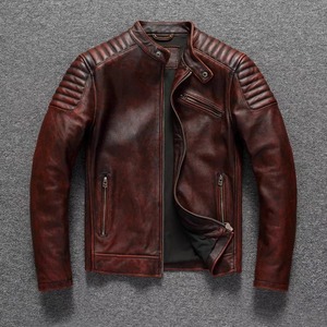 Veste de baseball en cuir véritable noir de haute qualité, personnalisée, avec col montant et logo frontal pour hommes - Product Image 3