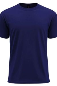 T-shirt décontracté pour homme en jersey tricoté à séchage rapide, col rond, manches courtes, en coton/fibre de bambou, bleu roi, coupe classique, avec lettrage, modèle uni - Product Image 4