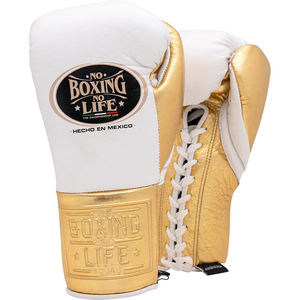 Gants de boxe de haute qualité faits à la main, No Boxing No Life, en cuir de vache véritable, à doigts entiers, avec sangle de poignet réglable et fermeture auto-agrippante - Product Image 1