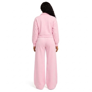 Conjunto de 2 piezas de sudadera con capucha y pantalón de pierna ancha para mujer, venta al por mayor OEM, ropa casual de otoño - Product Image 2