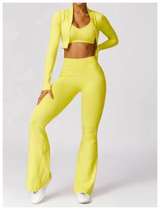 Conjunto Deportivo de 3 Piezas para Mujer, Top de Manga Larga sin Costuras, Leggings de Cintura Alta, Ropa Deportiva para Gimnasio, Yoga y Ejercicio - Product Image 5