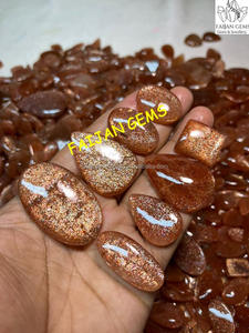 100% naturales hechos a mano de la mejor calidad piedras preciosas sueltas Sunstone cabujón rojo en forma de mezcla tamaño parte posterior plana certificada fabricación de joyas - Product Image 2