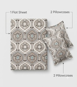 Premium 3-Piece Queen Size Microfiber <b>Printed</b> Bedding Set 400TC Soft Touch <b>Sheet</b> 2 Pillow Covers Fade Wrinkle Hospital - Product Image 2