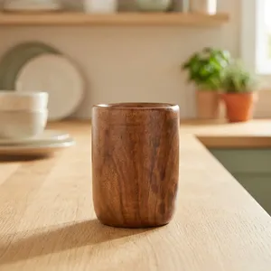 Verre à boire en bois, gobelet en bois naturel, tasse en bois réutilisable multi-usage pour l'eau, le jus, le lait, le thé, la maison, la cuisine, la salle à manger - Product Image 6